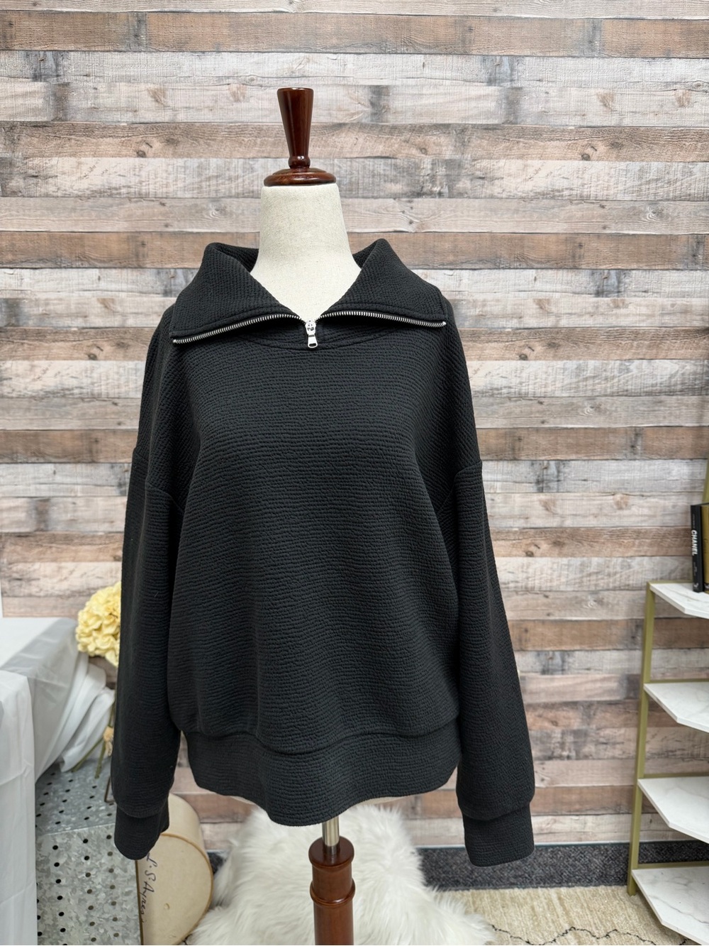 Calia Black 1/4 Zip Long Sleeve Jacket Size S Small